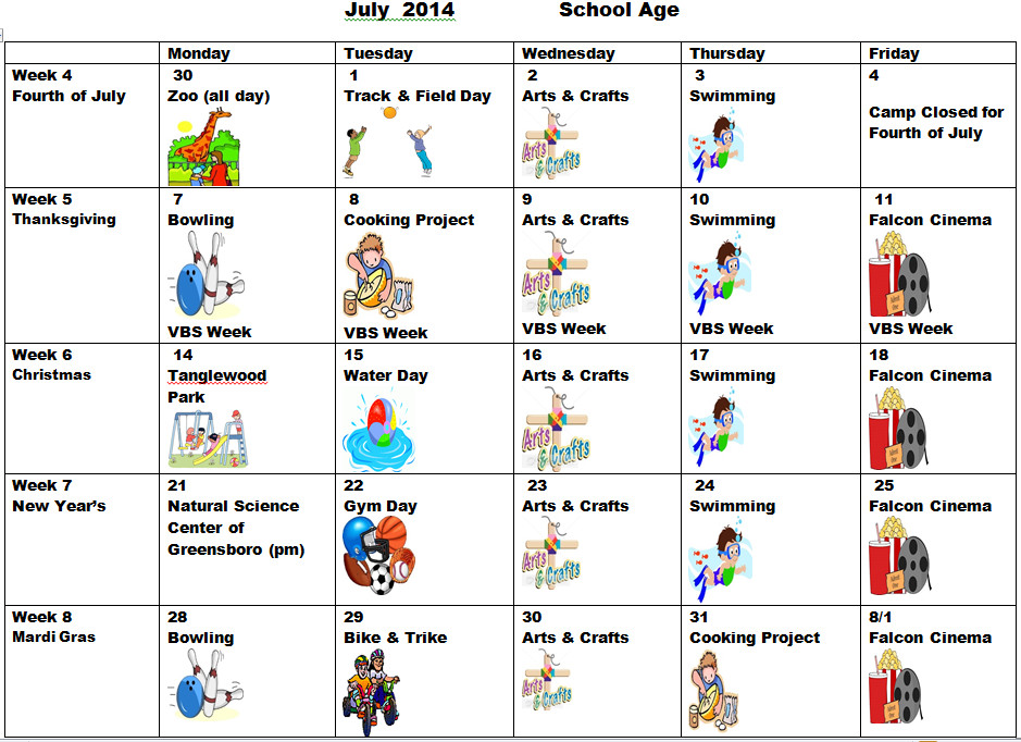 Summer Activities For School Agers
 School Age July Activities