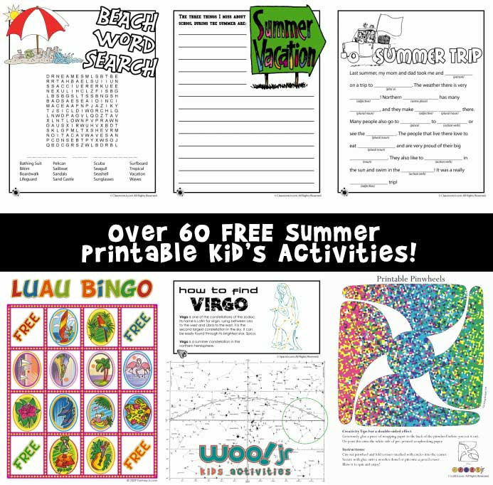 Summer Activities For School Agers
 Summer Worksheets