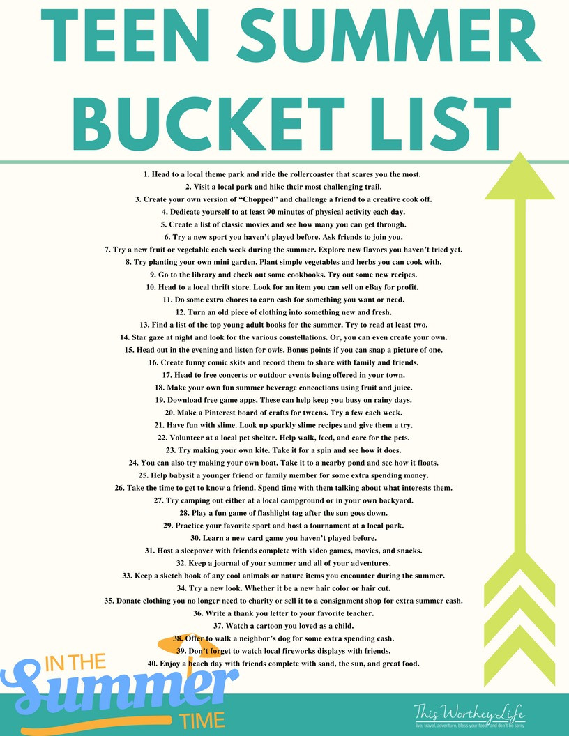 Summer Bucket List Ideas For Teens
 Summer Bucket List for Teens
