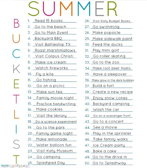 Summer Bucket List Ideas For Teens
 50 Fun Ideas For Your Summer Bucket List free printable