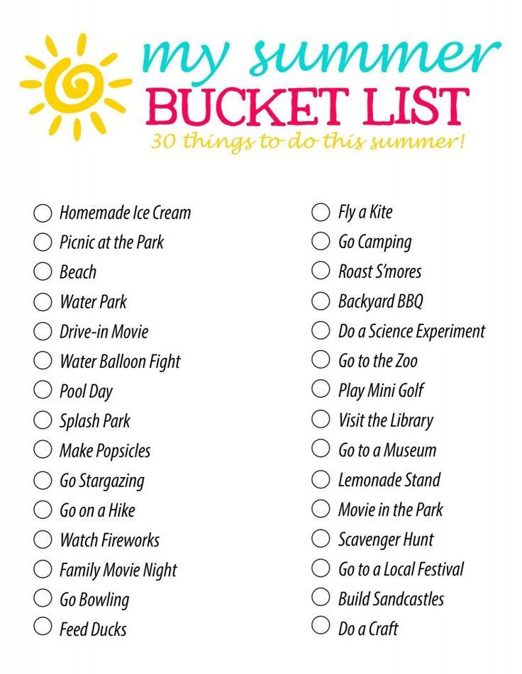 Summer Bucket List Ideas For Teens
 Summer Bucket List 30 Fun Summer Activity ideas for
