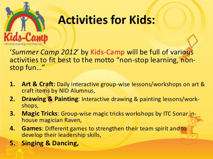 Summer Camp Activities For Kids
 Summer Camp 2012