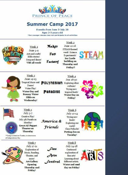 Summer Camp Theme Ideas
 Prince of Peace Preschool Summer Camp Summer Camp