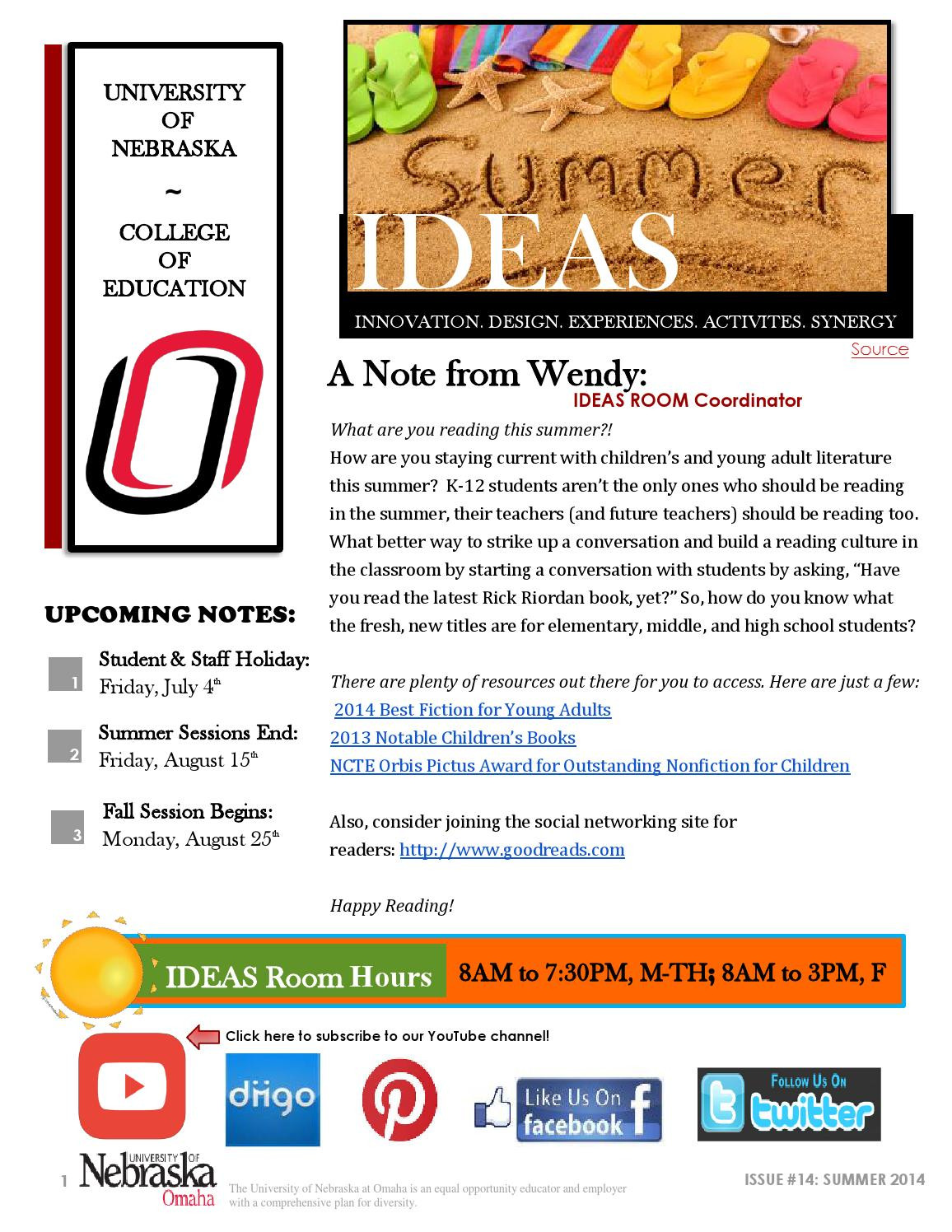 Summer Newsletters Ideas
 Newsletter Summer 2014 dh by IDEAS Room UNO College of