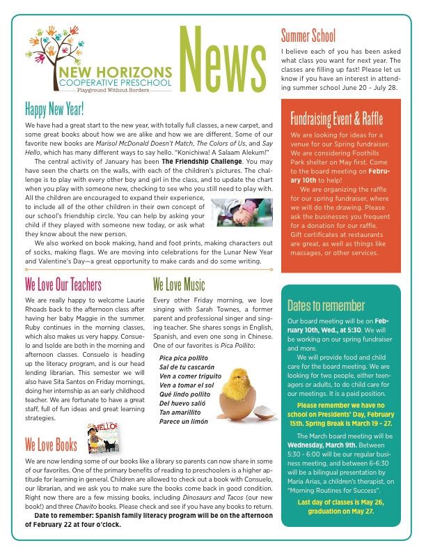 Summer Newsletters Ideas
 New Horizons Newsletter 2016 New Horizons Cooperative