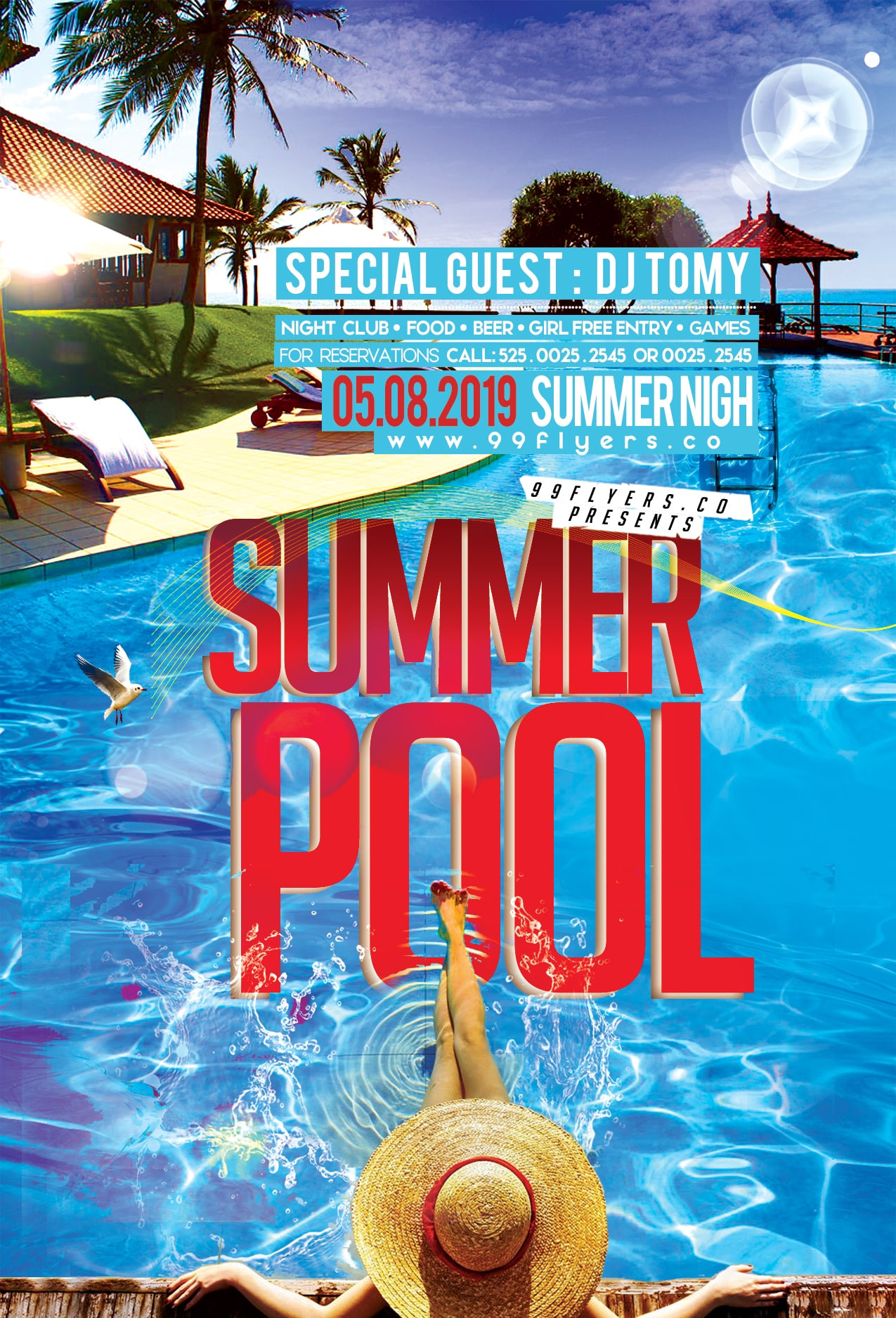 Summer Party Playlist
 Summer Pool Party Free PSD Flyer Template Free PSD Flyer