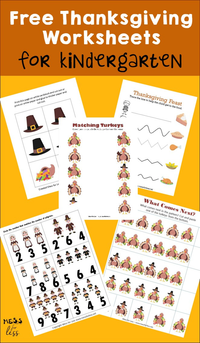 Thanksgiving Activities For Kindergarten
 Free Kindergarten Worksheets for Thanksgiving Mess for Less