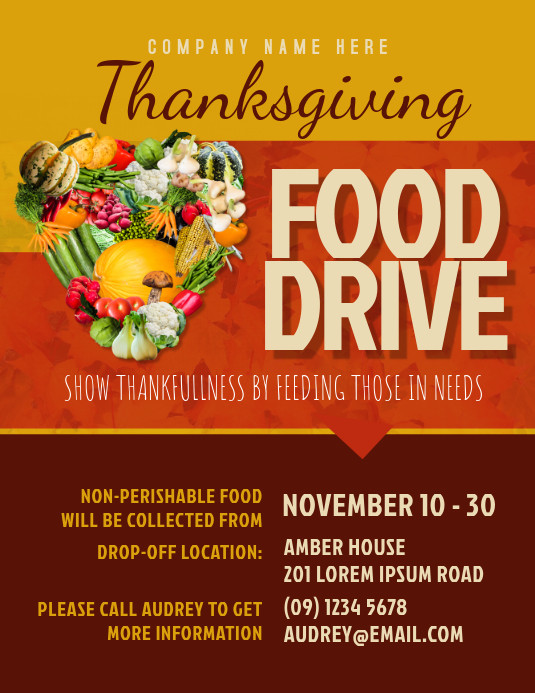 Thanksgiving Canned Food Drive
 Thanksgiving Food Drive Flyer Template