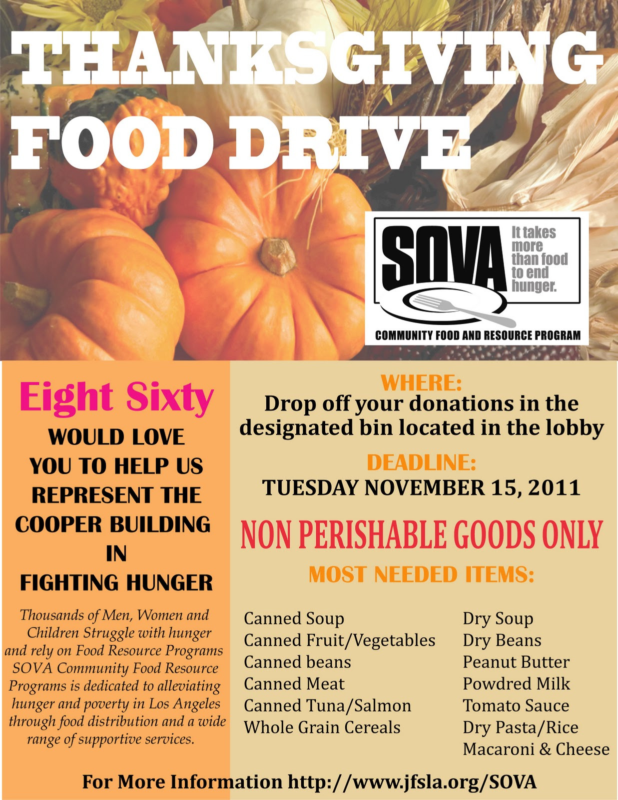 Thanksgiving Canned Food Drive
 Cooper Design Space Our Annual Food Drive Has Started