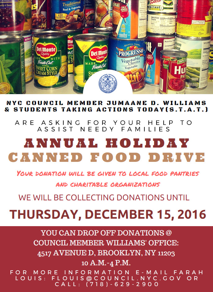 Thanksgiving Canned Food Drive
 Holiday Events Drives & Volunteer Opportunities
