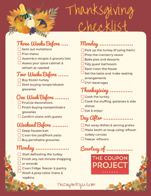 Thanksgiving Food Checklist
 Thanksgiving Planning Checklist Free Printable