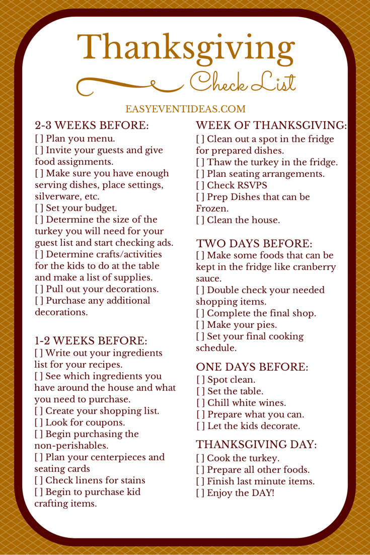 Thanksgiving Food Checklist
 thanksgiving