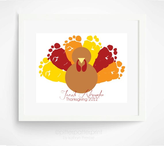 Thanksgiving Footprint Crafts
 Thanksgiving Decoration Turkey Baby Footprint by