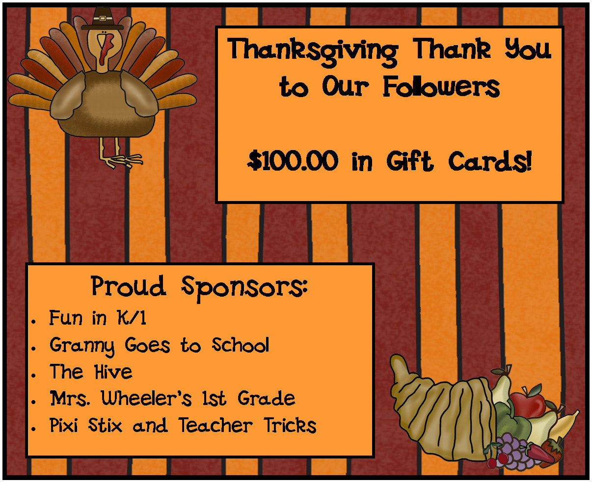 Thanksgiving Gift Cards
 An Apple For The Teacher Thanksgiving Gift Card Giveaway