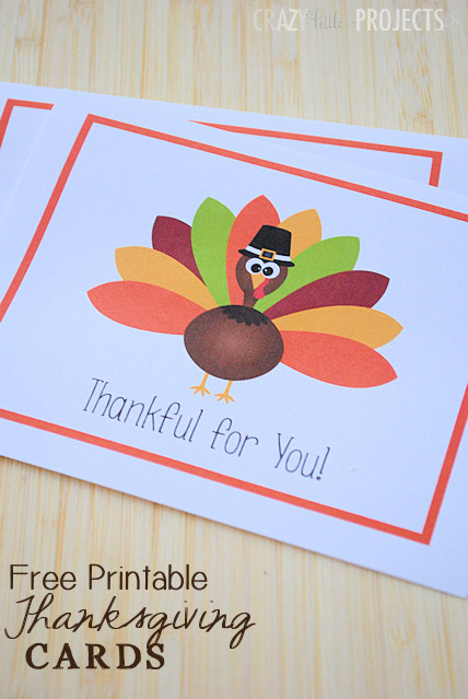 Thanksgiving Gift Cards
 Free Printable Thanksgiving Thank You Cards from Crazy