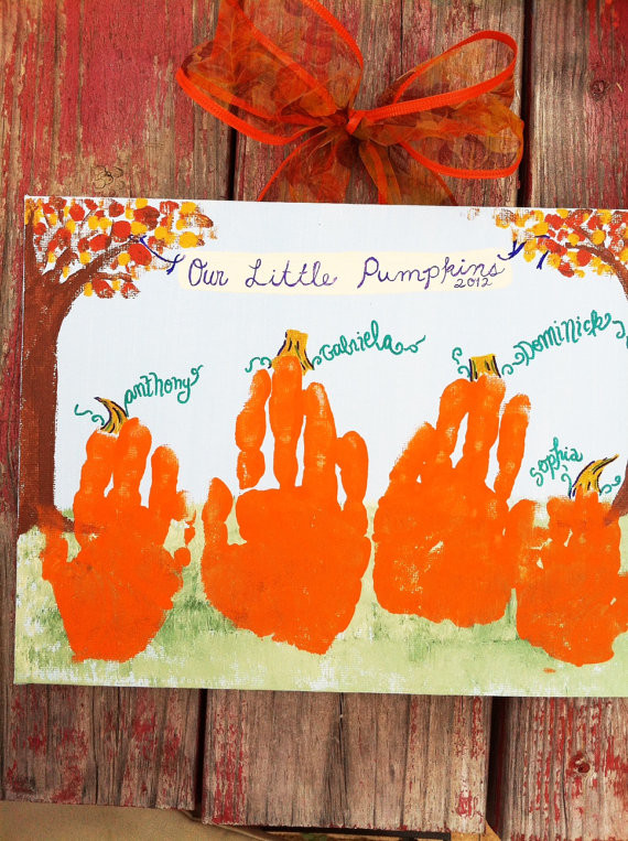 Toddler Fall Craft Ideas
 Items similar to Pumpkin Handprint Kid s Craft Kit 11x14