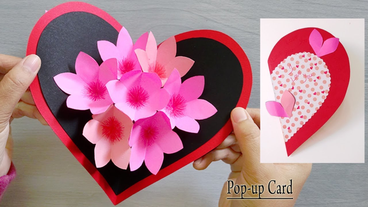 Valentines Day Paper Craft
 Paper Heart flower popup card Paper Crafts Handmade Craft