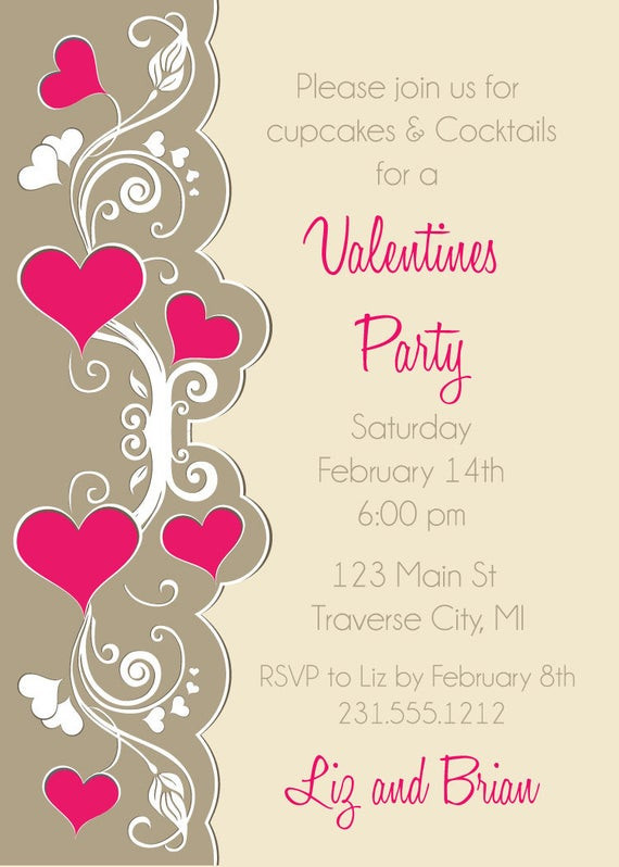 Valentines Day Party Invitations
 Hearts Valentines Invitation Valentines Day Party Invitation