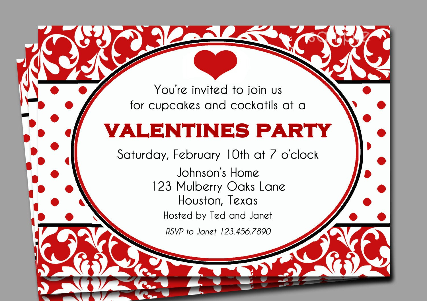 Valentines Day Party Invitations
 Valentine s Invitation Printable or Printed with FREE