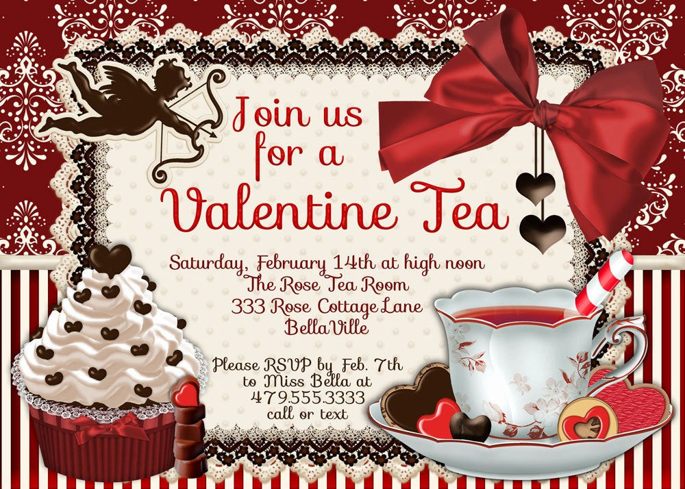 Valentines Day Party Invitations
 Valentine Tea Party Invitation Valentines Day Party by