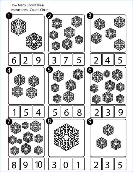 Winter Activities For Pre K
 Count Snowflakes Math Worksheet