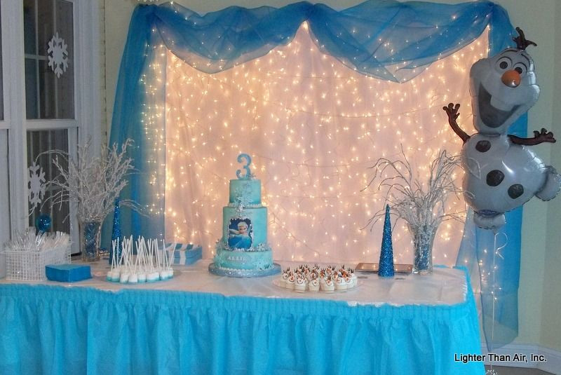 Winter Birthday Party Ideas For 3 Year Olds
 "Frozen" themed cake table for a 3 year old girl s