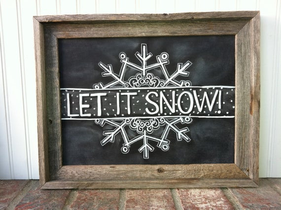 Winter Chalkboard Ideas
 Let it Snow Snowflake Chalk Art Instant Download Christmas