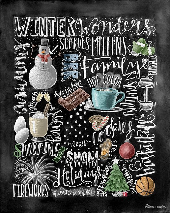 Winter Chalkboard Ideas
 Winter Decor Word Collage Holiday Decor Word Art