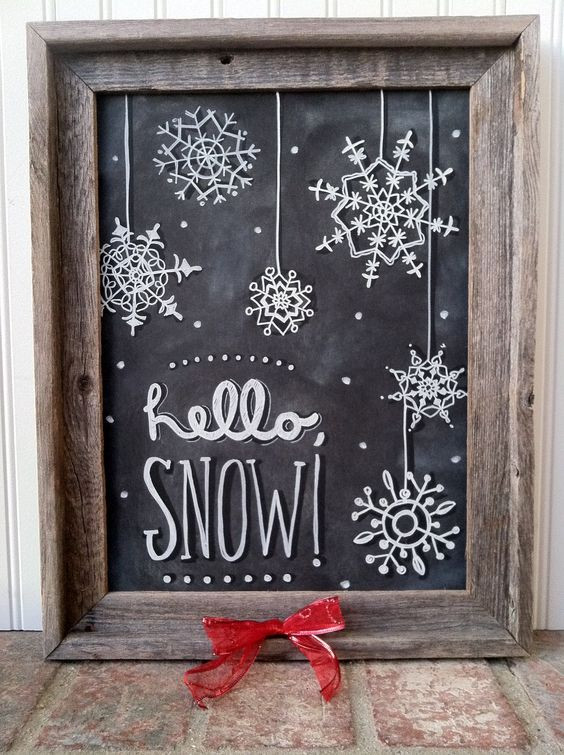 Winter Chalkboard Ideas
 Paint brushes Cabin and Snowflake decorations on Pinterest