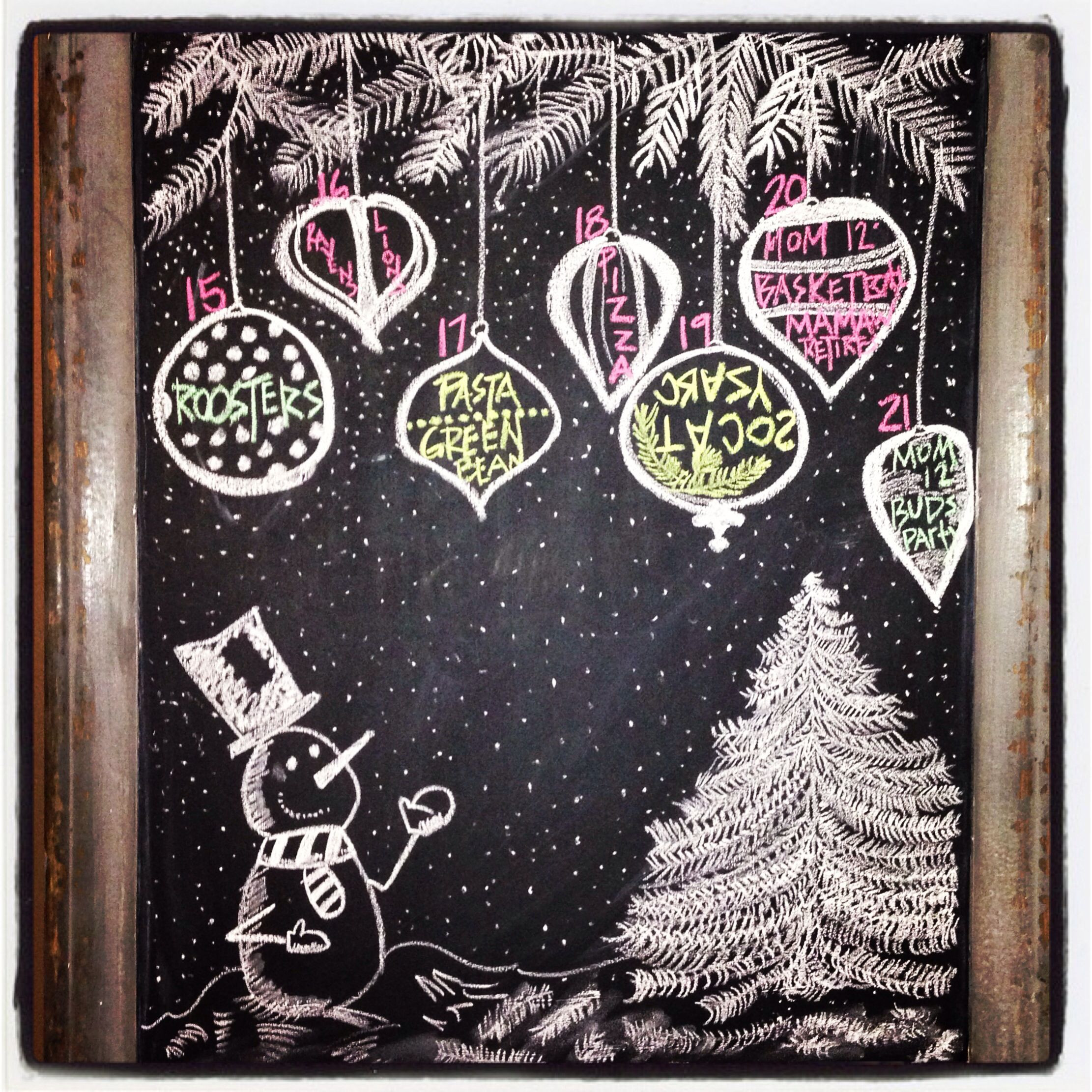 Winter Chalkboard Ideas
 December Winter Wonderland Chalkboard