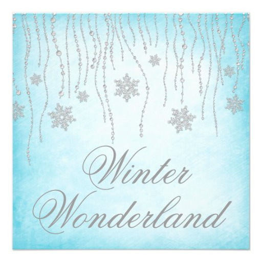 Winter Wonderland Party Invitations
 Winter Wonderland Diamond Snowflakes Prom 5 25" Square