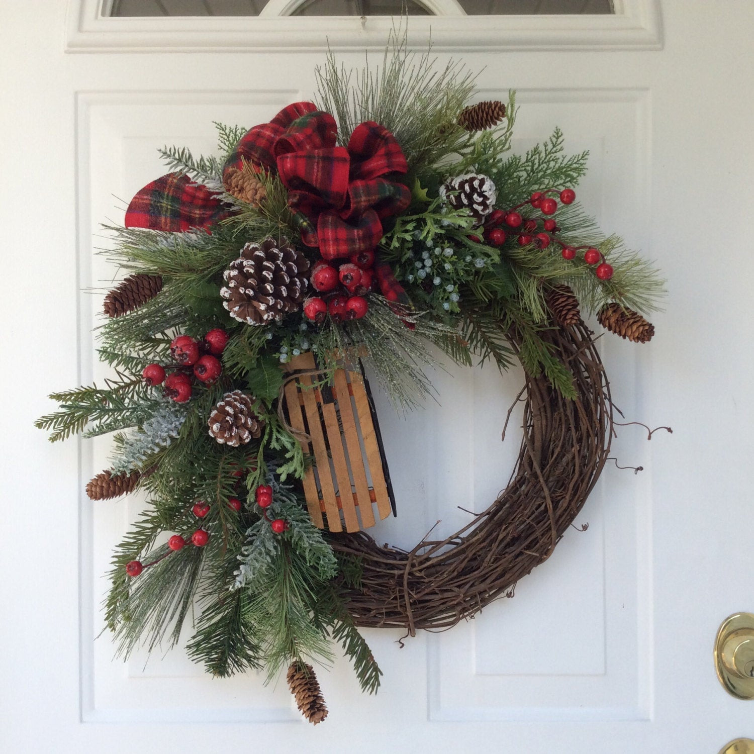 Winter Wreath Ideas
 Holiday Wreath Winter Wreath Christmas Wreath Wooden Sleigh