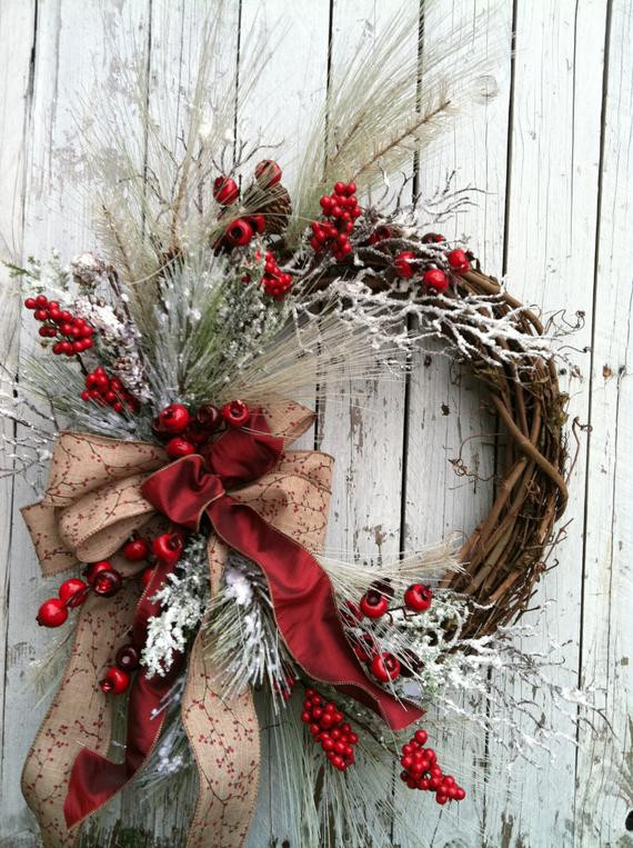 Winter Wreath Ideas
 Winter Christmas Wreath for Door Red and White Holiday